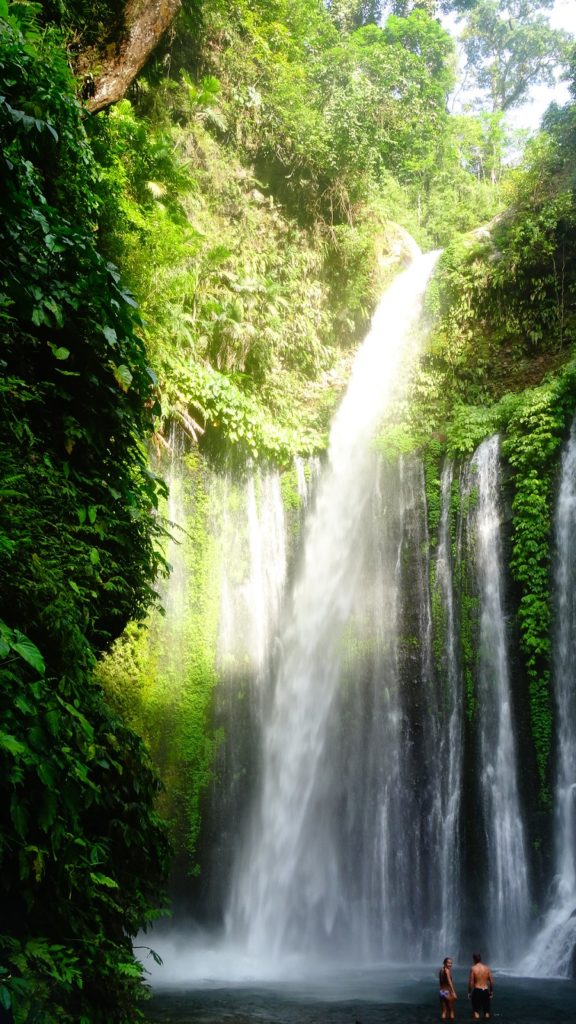 De hoge Tiu Kelep waterval in Lombok